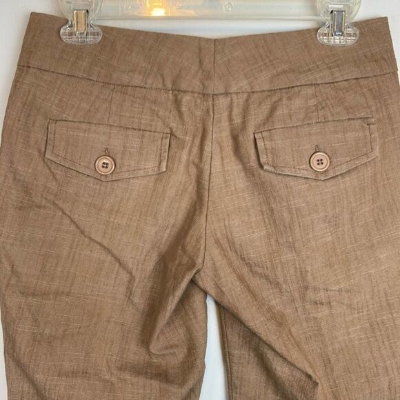 Mandee Solid Beige Brown Cotton Blend Stretchy Capri Bermuda Shorts Size 4 - Picture 6 of 9